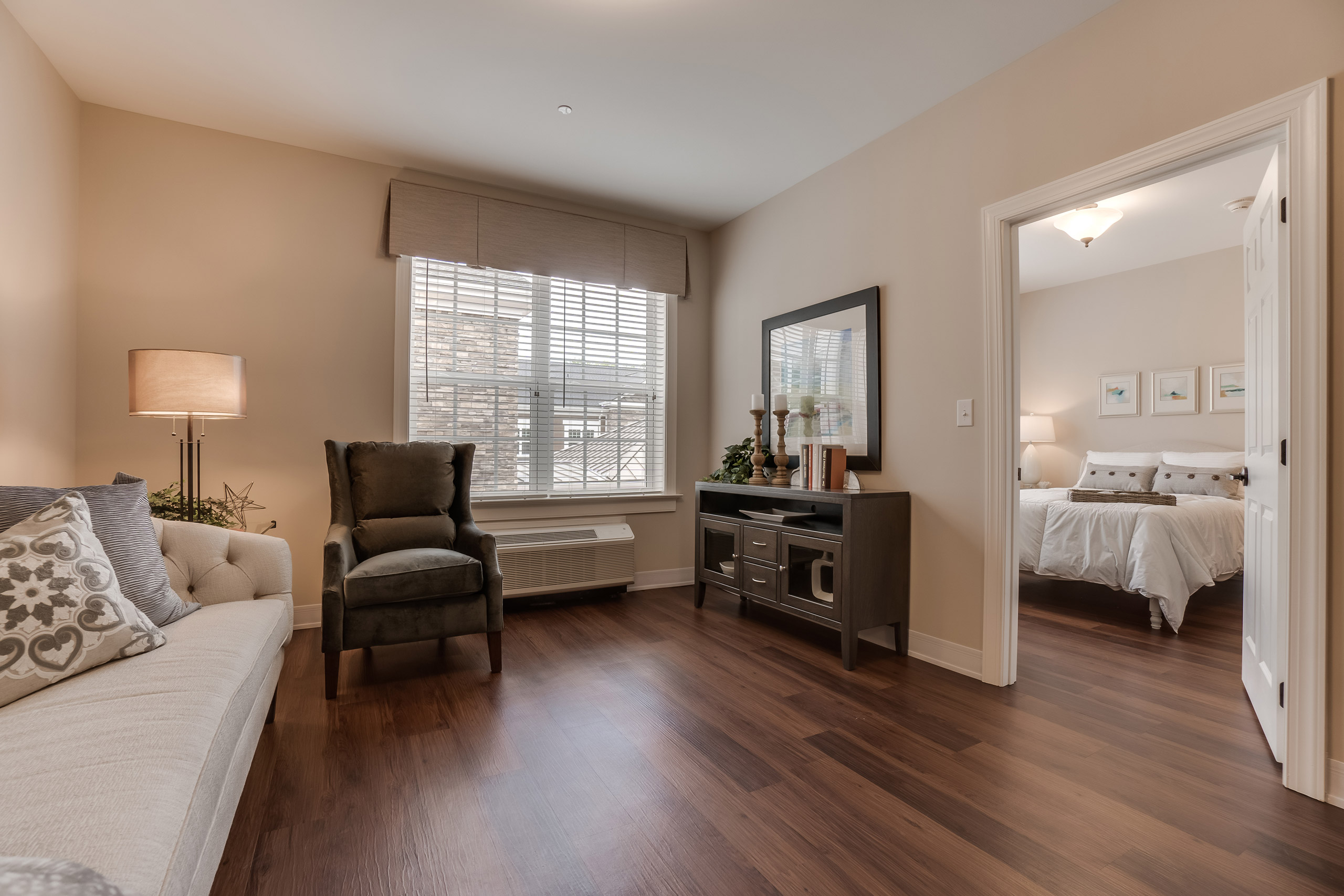 One bedroom units have family rooms with hardwood floors